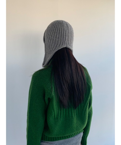 Didot.showroom（ディドット ショールーム）の「イヤーフラットビーニー01（ニットキャップ/ビーニー・レディース・グレー/ブラウン/ブラック/アイボリー・FREE）」の16枚目の写真