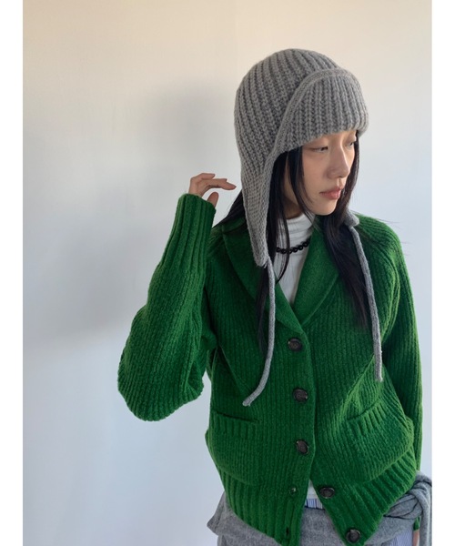 Didot.showroom（ディドット ショールーム）の「イヤーフラットビーニー01（ニットキャップ/ビーニー・レディース・グレー/ブラウン/ブラック/アイボリー・FREE）」の17枚目の写真