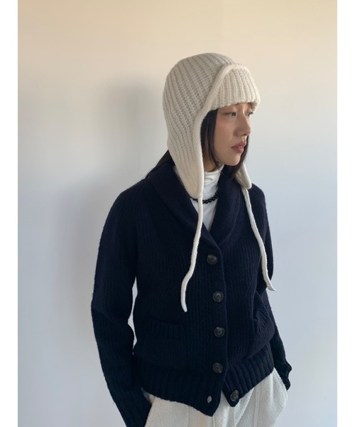 Didot.showroom（ディドット ショールーム）の「イヤーフラットビーニー01（ニットキャップ/ビーニー・レディース・グレー/ブラウン/ブラック/アイボリー・FREE）」の6枚目の写真