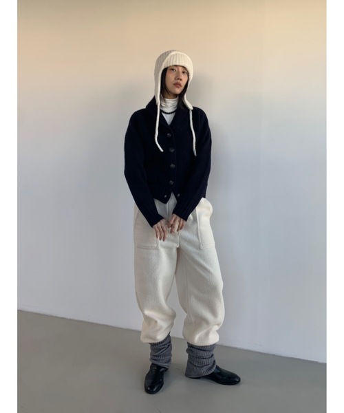 Didot.showroom（ディドット ショールーム）の「イヤーフラットビーニー01（ニットキャップ/ビーニー・レディース・グレー/ブラウン/ブラック/アイボリー・FREE）」の7枚目の写真