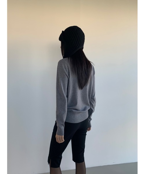 Didot.showroom（ディドット ショールーム）の「イヤーフラットビーニー01（ニットキャップ/ビーニー・レディース・グレー/ブラウン/ブラック/アイボリー・FREE）」の12枚目の写真