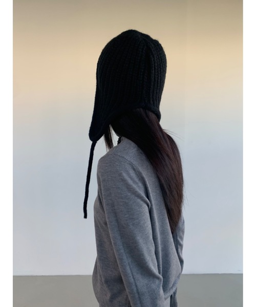 Didot.showroom（ディドット ショールーム）の「イヤーフラットビーニー01（ニットキャップ/ビーニー・レディース・グレー/ブラウン/ブラック/アイボリー・FREE）」の10枚目の写真