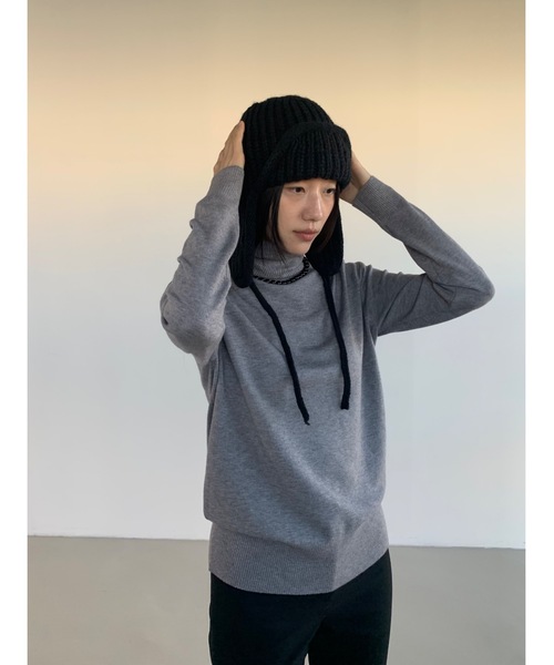 Didot.showroom（ディドット ショールーム）の「イヤーフラットビーニー01（ニットキャップ/ビーニー・レディース・グレー/ブラウン/ブラック/アイボリー・FREE）」の11枚目の写真