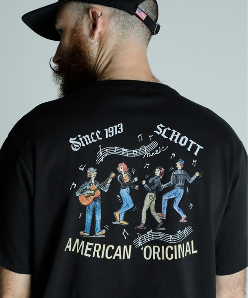 schott（ショット）の「Schott/ショット/T-SHIRT SESSION/Tシャツ セッション（Tシャツ/カットソー・メンズ・ブラック/ホワイト/オリーブ・M/L/XL/2XL）」の3枚目の写真