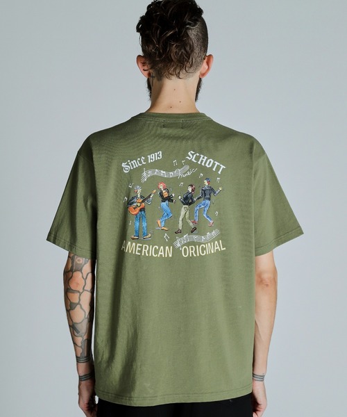 schott（ショット）の「Schott/ショット/T-SHIRT SESSION/Tシャツ セッション（Tシャツ/カットソー・メンズ・ブラック/ホワイト/オリーブ・M/L/XL/2XL）」の13枚目の写真