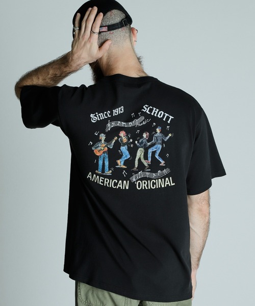 schott（ショット）の「Schott/ショット/T-SHIRT SESSION/Tシャツ セッション（Tシャツ/カットソー・メンズ・ブラック/ホワイト/オリーブ・M/L/XL/2XL）」の8枚目の写真