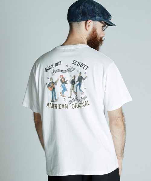 schott（ショット）の「Schott/ショット/T-SHIRT SESSION/Tシャツ セッション（Tシャツ/カットソー・メンズ・ブラック/ホワイト/オリーブ・M/L/XL/2XL）」の6枚目の写真