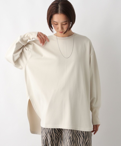 LEPSIM(レプシィム)の「ステッチラウンドチュニック 289255(Tシャツ/カットソー・レディース・アイボリー/チャコールグレー/ライトグレー/オレンジ・FREE)」の2枚目の写真