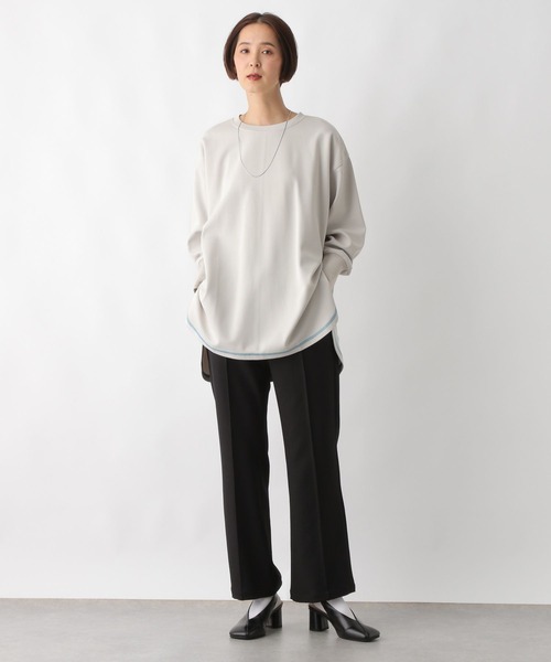 LEPSIM(レプシィム)の「ステッチラウンドチュニック 289255(Tシャツ/カットソー・レディース・アイボリー/チャコールグレー/ライトグレー/オレンジ・FREE)」の14枚目の写真