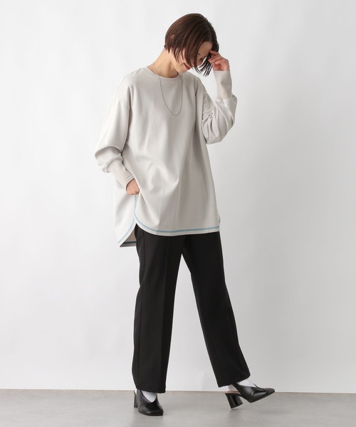 LEPSIM(レプシィム)の「ステッチラウンドチュニック 289255(Tシャツ/カットソー・レディース・アイボリー/チャコールグレー/ライトグレー/オレンジ・FREE)」の16枚目の写真