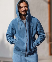 mpa3705- heavy weight knit denim parka with cursive embroidery パーカー