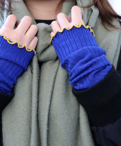 KIVISDOU（キビスドウ）の「ちょびウール メローリブ アーム・レッグ ウォーマー（アームカバー・レディース・イエロー/オレンジ/ロイヤルブルー/ブラック・F）」の3枚目の写真