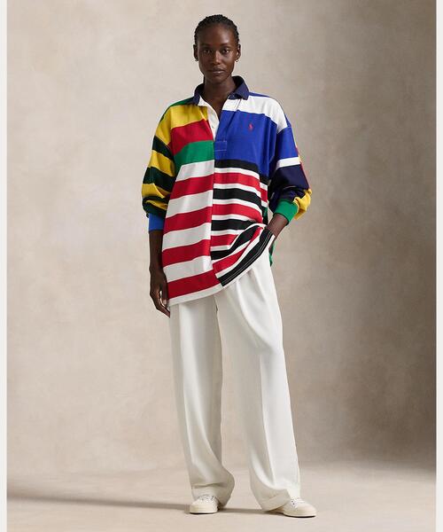 【Polo Ralph Lauren】チョークストライプ ジャージー パーカー ストライプド コットン ジャージー リンガー Tシャツ