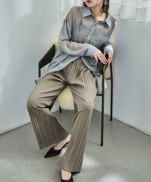 Fashion Letter(ファッションレター)の「プリーツイージーパンツ(その他パンツ・レディース・グリーン/ブラック/グレイッシュベージュ/アイボリー/チャコール/パープル/イエロー・L/M)」の15枚目の写真