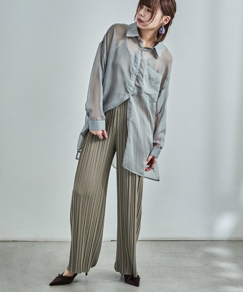 Fashion Letter(ファッションレター)の「プリーツイージーパンツ(その他パンツ・レディース・グリーン/ブラック/グレイッシュベージュ/アイボリー/チャコール/パープル/イエロー・L/M)」の18枚目の写真