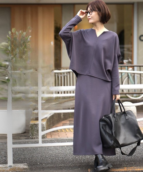 Ehre style（エーレスタイル）の「旅行や長時間移動に◎疲れない旅楽セット(長袖Ver.） スカートセットアップ（セットアップ・レディース・ネイビー/チャコールグレー/ライトベージュ・FREE）」の15枚目の写真