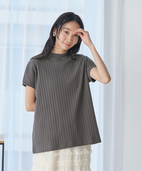 coen(コーエン)の「USAコットンワイドリブリピTフレンチスリーブ(Tシャツ/カットソー・レディース・モカ/ブラック/オフホワイト/ダークグレー・M/L)」の6枚目の写真
