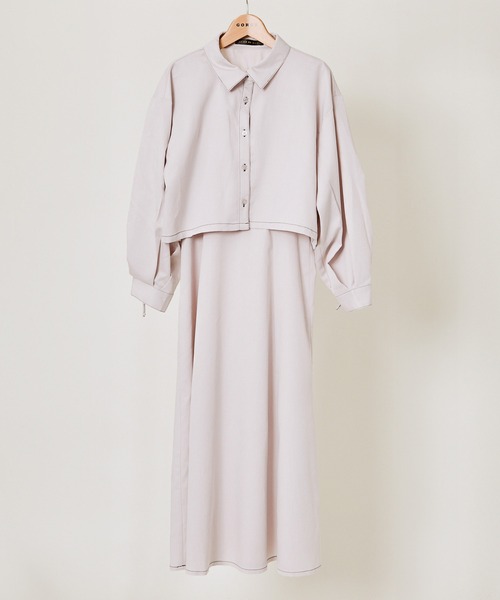 GORGE(ゴージ)の「《シャツ×キャミSET》レディース シャツセットワンピース レイヤード風 春夏秋(ワンピース・レディース・スミクロ/サックスブルー/グレイッシュベージュ・F)」の3枚目の写真