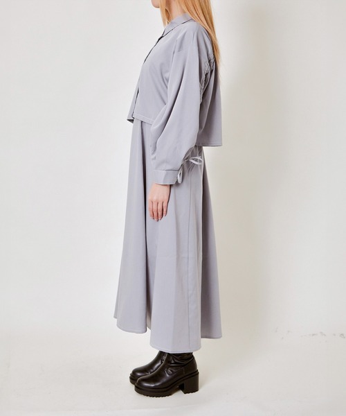 GORGE(ゴージ)の「《シャツ×キャミSET》レディース シャツセットワンピース レイヤード風 春夏秋(ワンピース・レディース・スミクロ/サックスブルー/グレイッシュベージュ・F)」の8枚目の写真
