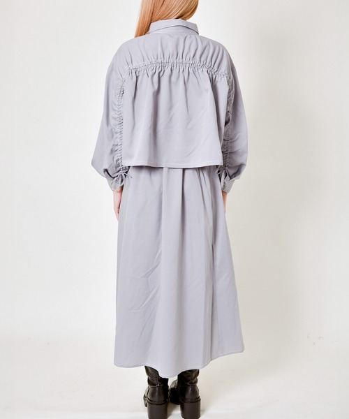 GORGE(ゴージ)の「《シャツ×キャミSET》レディース シャツセットワンピース レイヤード風 春夏秋(ワンピース・レディース・スミクロ/サックスブルー/グレイッシュベージュ・F)」の9枚目の写真