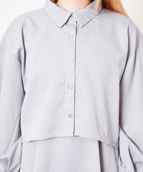 GORGE(ゴージ)の「《シャツ×キャミSET》レディース シャツセットワンピース レイヤード風 春夏秋(ワンピース・レディース・スミクロ/サックスブルー/グレイッシュベージュ・F)」の10枚目の写真