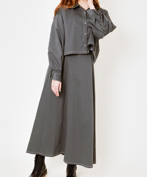 GORGE(ゴージ)の「《シャツ×キャミSET》レディース シャツセットワンピース レイヤード風 春夏秋(ワンピース・レディース・スミクロ/サックスブルー/グレイッシュベージュ・F)」の18枚目の写真
