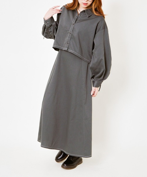 GORGE(ゴージ)の「《シャツ×キャミSET》レディース シャツセットワンピース レイヤード風 春夏秋(ワンピース・レディース・スミクロ/サックスブルー/グレイッシュベージュ・F)」の19枚目の写真