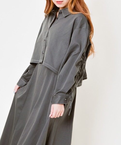 GORGE(ゴージ)の「《シャツ×キャミSET》レディース シャツセットワンピース レイヤード風 春夏秋(ワンピース・レディース・スミクロ/サックスブルー/グレイッシュベージュ・F)」の20枚目の写真
