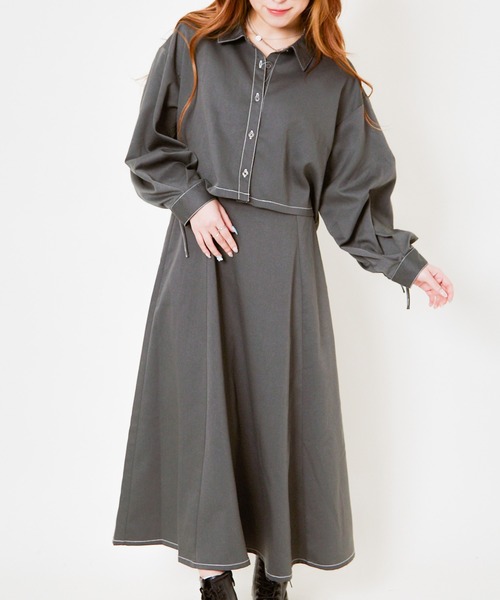GORGE(ゴージ)の「《シャツ×キャミSET》レディース シャツセットワンピース レイヤード風 春夏秋(ワンピース・レディース・スミクロ/サックスブルー/グレイッシュベージュ・F)」の21枚目の写真