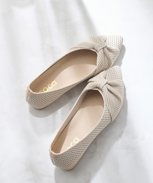 coca（ANDEX shoes product）（コカ）の「リボン ニット フラットパンプス（パンプス・レディース・ブラック/ベージュ・LARGE/MEDIUM/SMALL）」の9枚目の写真
