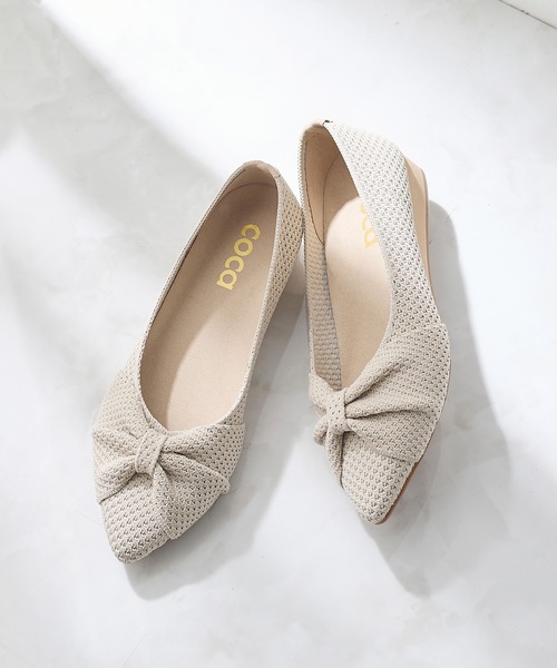 coca（ANDEX shoes product）（コカ）の「リボン ニット フラットパンプス（パンプス・レディース・ブラック/ベージュ・LARGE/MEDIUM/SMALL）」の7枚目の写真