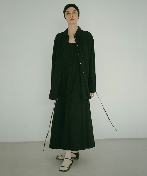 MANOF(マノフ)の「LAYER SHIRT ONE PIECE(ワンピース・レディース・ライトブルー/ブラック/ストライプ・M/S)」の4枚目の写真