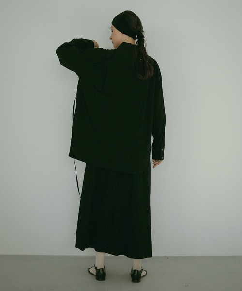 MANOF(マノフ)の「LAYER SHIRT ONE PIECE(ワンピース・レディース・ライトブルー/ブラック/ストライプ・M/S)」の7枚目の写真