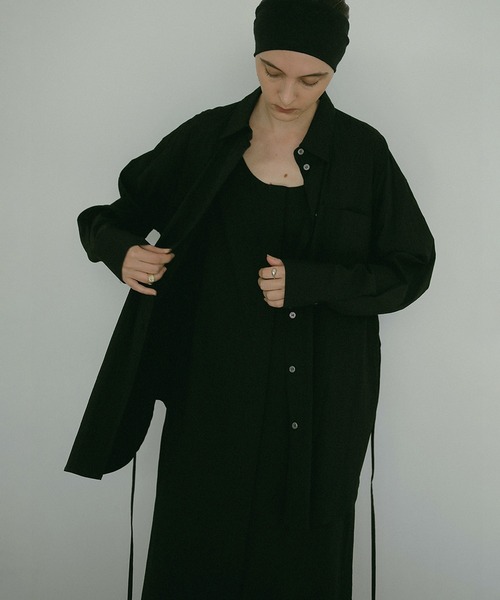MANOF(マノフ)の「LAYER SHIRT ONE PIECE(ワンピース・レディース・ライトブルー/ブラック/ストライプ・M/S)」の8枚目の写真