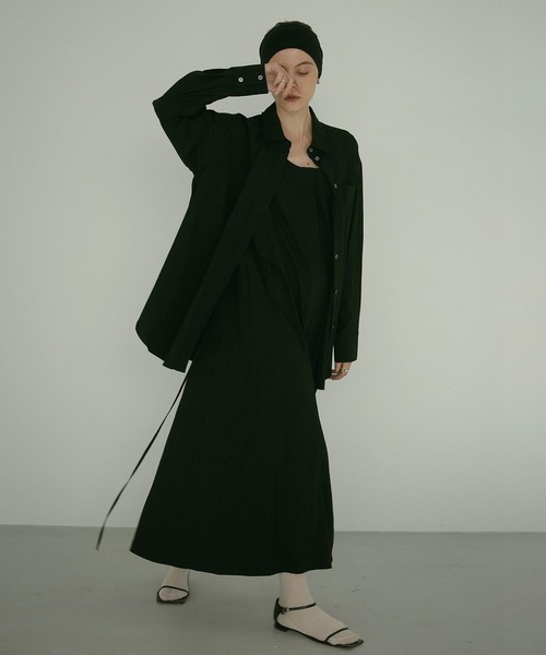 MANOF(マノフ)の「LAYER SHIRT ONE PIECE(ワンピース・レディース・ライトブルー/ブラック/ストライプ・M/S)」の5枚目の写真
