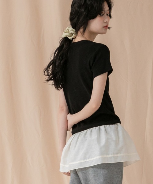 HEILIS(ヘイリス)の「コンパクト半袖Tシャツ/シンプルノームコア春服 白 黒 ブラック オフホワイト ピンク ネイビー グレー コンパクト クロップド(Tシャツ/カットソー・レディース・ブラック/グレー/オフホワイト/ピンク/ネイビー・FREE)」の10枚目の写真