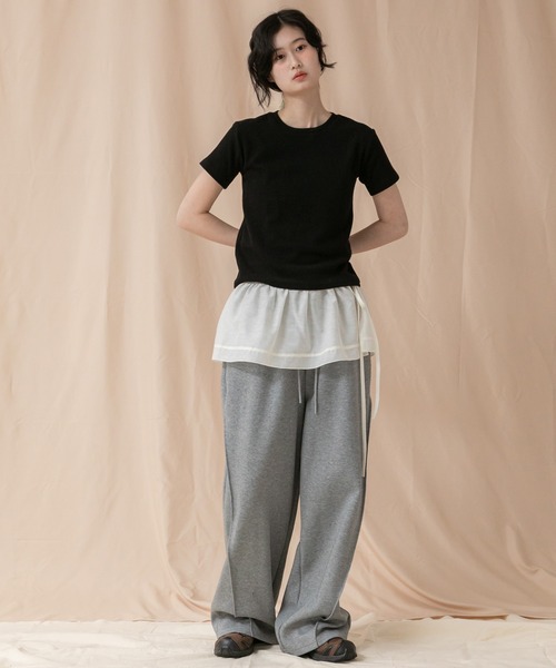 HEILIS(ヘイリス)の「コンパクト半袖Tシャツ/シンプルノームコア春服 白 黒 ブラック オフホワイト ピンク ネイビー グレー コンパクト クロップド(Tシャツ/カットソー・レディース・ブラック/グレー/オフホワイト/ピンク/ネイビー・FREE)」の11枚目の写真