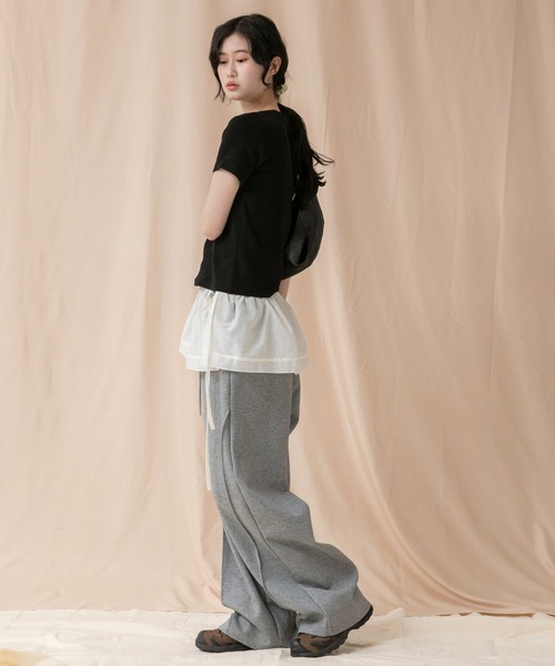 HEILIS(ヘイリス)の「コンパクト半袖Tシャツ/シンプルノームコア春服 白 黒 ブラック オフホワイト ピンク ネイビー グレー コンパクト クロップド(Tシャツ/カットソー・レディース・ブラック/グレー/オフホワイト/ピンク/ネイビー・FREE)」の13枚目の写真
