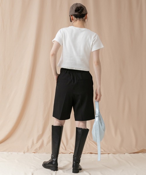 HEILIS(ヘイリス)の「コンパクト半袖Tシャツ/シンプルノームコア春服 白 黒 ブラック オフホワイト ピンク ネイビー グレー コンパクト クロップド(Tシャツ/カットソー・レディース・ブラック/グレー/オフホワイト/ピンク/ネイビー・FREE)」の21枚目の写真