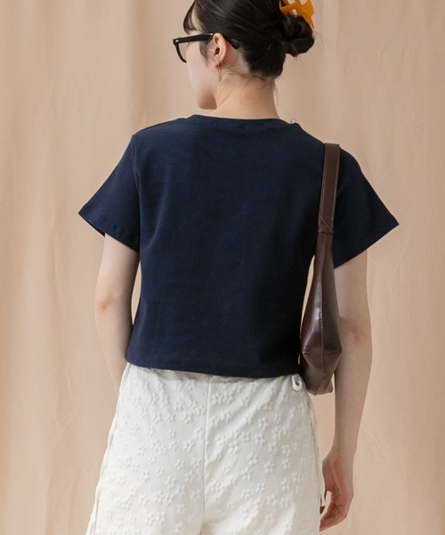 ムチャチャ　半袖　Tシャツ　カットソー　ブラック×グレー セール】コンパクト半袖Tシャツ/シンプルノームコア春服 白 黒
