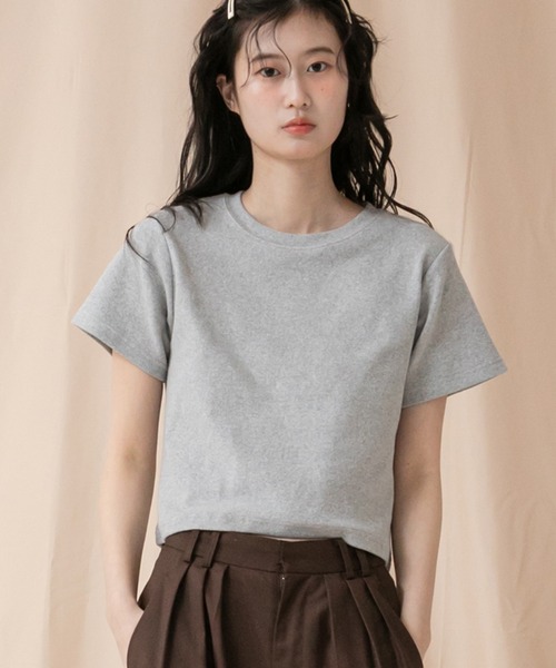ムチャチャ　半袖　Tシャツ　カットソー　ブラック×グレー セール】コンパクト半袖Tシャツ/シンプルノームコア春服 白 黒