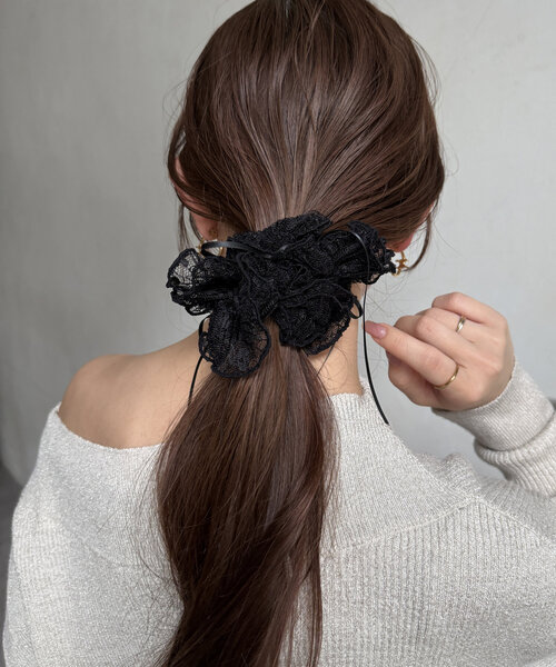 SYKIA レースシュシュ Helen ブラック Square Lace Chouchou 