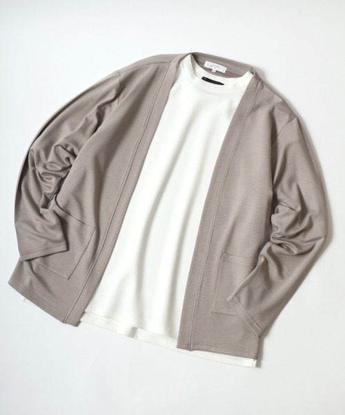 ANPAS(アンパス)の「Cool Touch Smooth fabric No Color Jacket Cardigan/ふわとろ スムース ノーカラー ジャケット ボタンレス カーディガン(カーディガン/ボレロ・メンズ・チャコール/ベージュ/ブルー・M/L/LL)」の21枚目の写真
