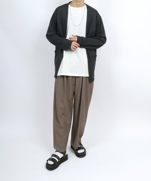 ANPAS(アンパス)の「Cool Touch Smooth fabric No Color Jacket Cardigan/ふわとろ スムース ノーカラー ジャケット ボタンレス カーディガン(カーディガン/ボレロ・メンズ・チャコール/ベージュ/ブルー・M/L/LL)」の8枚目の写真