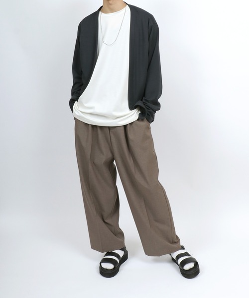 ANPAS(アンパス)の「Cool Touch Smooth fabric No Color Jacket Cardigan/ふわとろ スムース ノーカラー ジャケット ボタンレス カーディガン(カーディガン/ボレロ・メンズ・チャコール/ベージュ/ブルー・M/L/LL)」の9枚目の写真