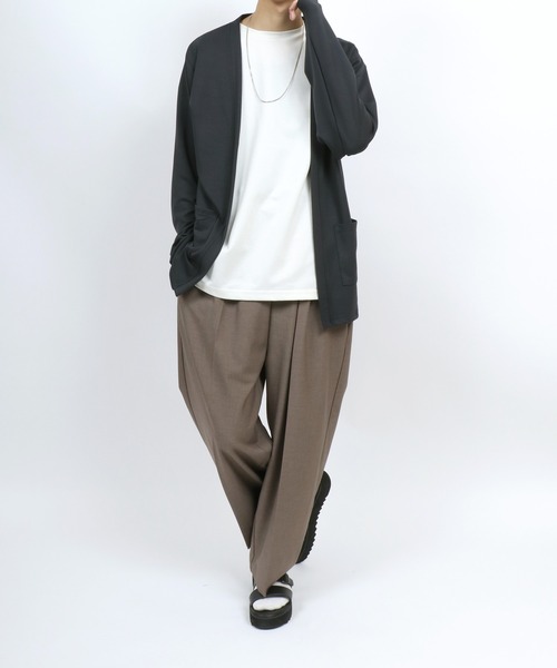 ANPAS(アンパス)の「Cool Touch Smooth fabric No Color Jacket Cardigan/ふわとろ スムース ノーカラー ジャケット ボタンレス カーディガン(カーディガン/ボレロ・メンズ・チャコール/ベージュ/ブルー・M/L/LL)」の11枚目の写真