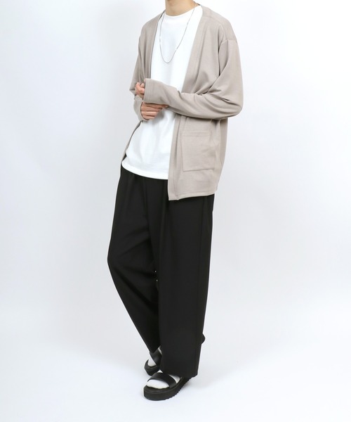 ANPAS(アンパス)の「Cool Touch Smooth fabric No Color Jacket Cardigan/ふわとろ スムース ノーカラー ジャケット ボタンレス カーディガン(カーディガン/ボレロ・メンズ・チャコール/ベージュ/ブルー・M/L/LL)」の14枚目の写真