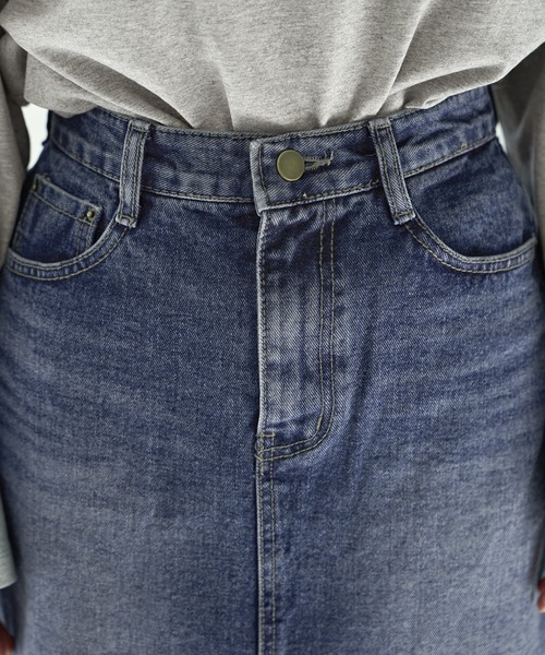 STYLE DELI（スタイルデリ）の「ブリーチデニムIラインスカート（デニムスカート・レディース・ライトブルー・MEDIUM/SMALL/LARGE）」の2枚目の写真