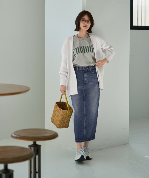 STYLE DELI（スタイルデリ）の「ブリーチデニムIラインスカート（デニムスカート・レディース・ライトブルー・MEDIUM/SMALL/LARGE）」の5枚目の写真