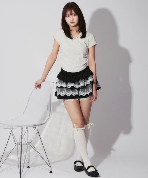 ミニスカート Burmula : 24SS / EYELET FRILL MINI SKIRT (IVORY) Burmula(バーミュラ) ミニスカート(レディース) - 海外通販のBUYMA